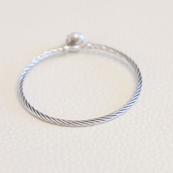 David Yurman Sterling Silver 3mm Chatelaine Bracelet with Amethyst size Medium - Picture 5 of 7